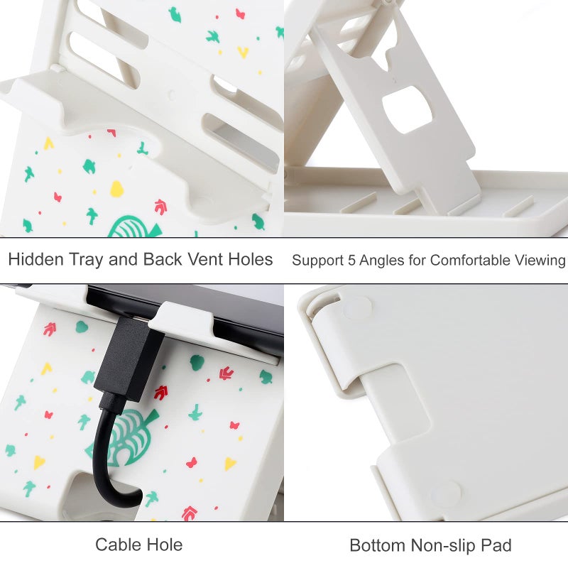 Tscope Switch Stand for Nintendo, for Animal Crossing Switch Holder, Adjustable Compact Portable Foldable Stand for Nintendo Lite OLED Accessories (White) - Image 5